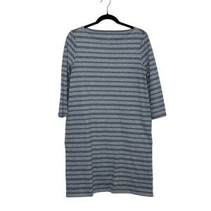 Garnet Hill Organic Cotton T Shirt Dress‎ Size 8 Gray Stripe 3/4 Sleeve Casual
